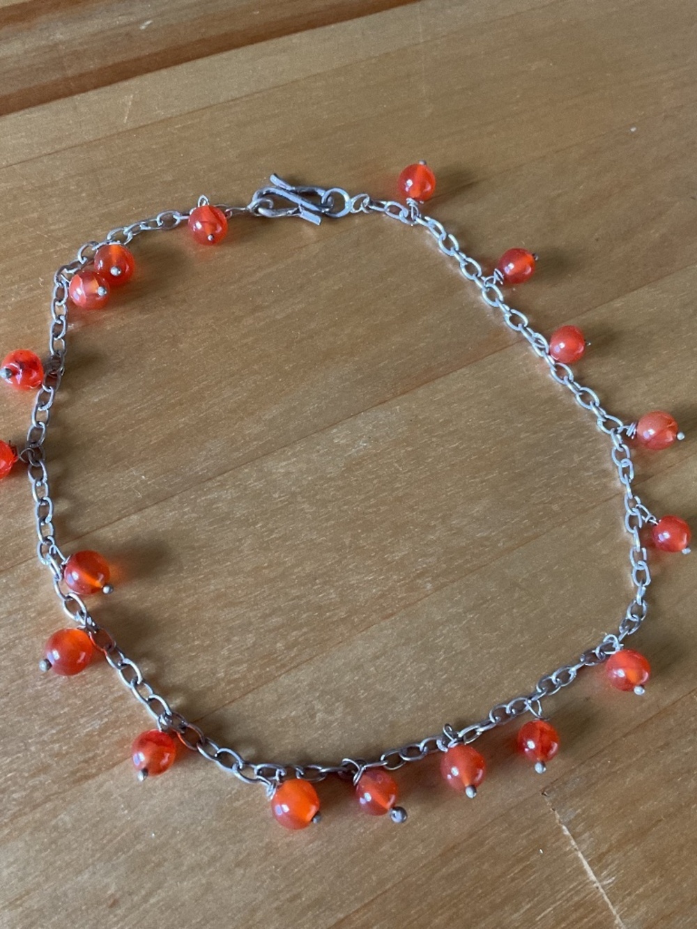 NWOT Sterling Silver 925 Carnelian Beads Anklet/Bracelet Size 11”